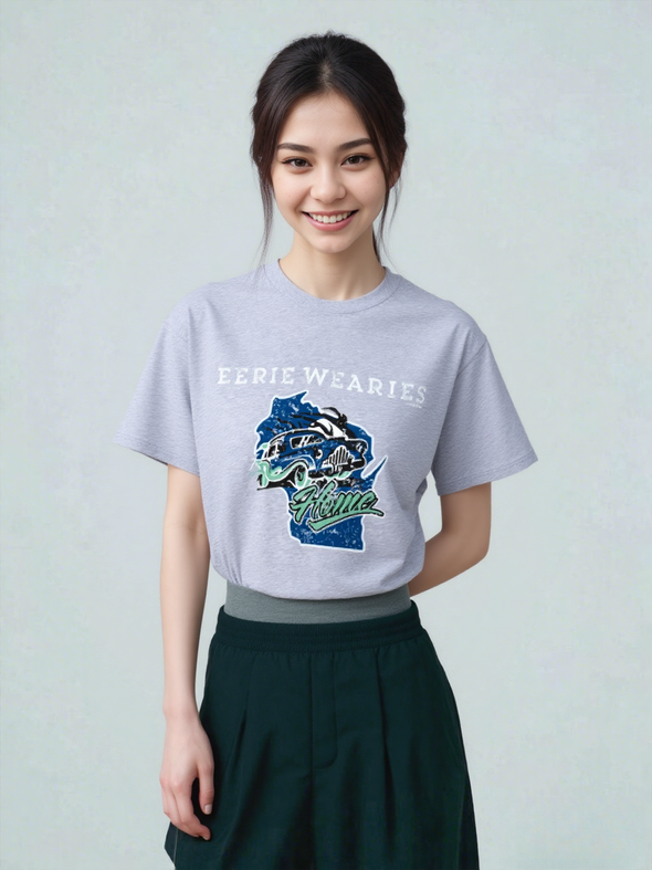 Eerie Wearies Grey Wisconsin Home State T-Shirt *NEW*